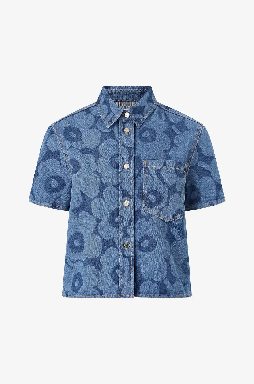 Marimekko Skjorte Maridenim Kuvata Unikko - Blå