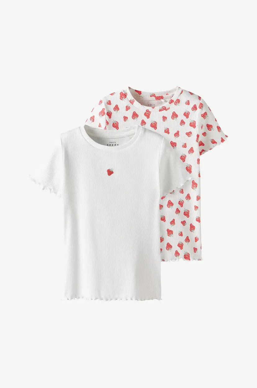 NAME IT Topp nmfVemma Aop SS Slim Top 2-pakning - Hvit