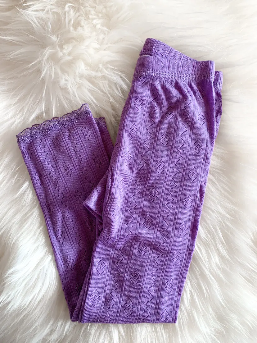 Joha Leggings i ull/silke med blonder Lilla