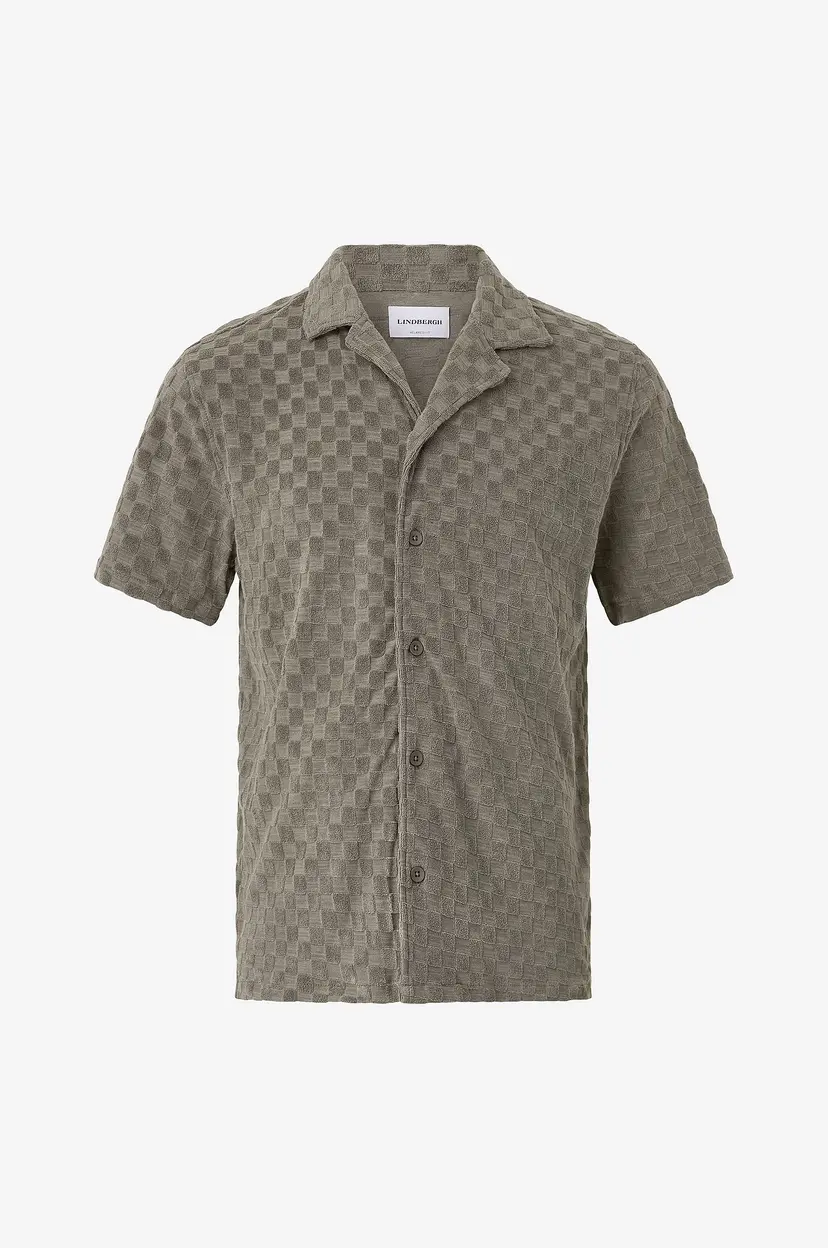 Lindbergh Skjorte Checkered Towel Resort Shirt - Grå