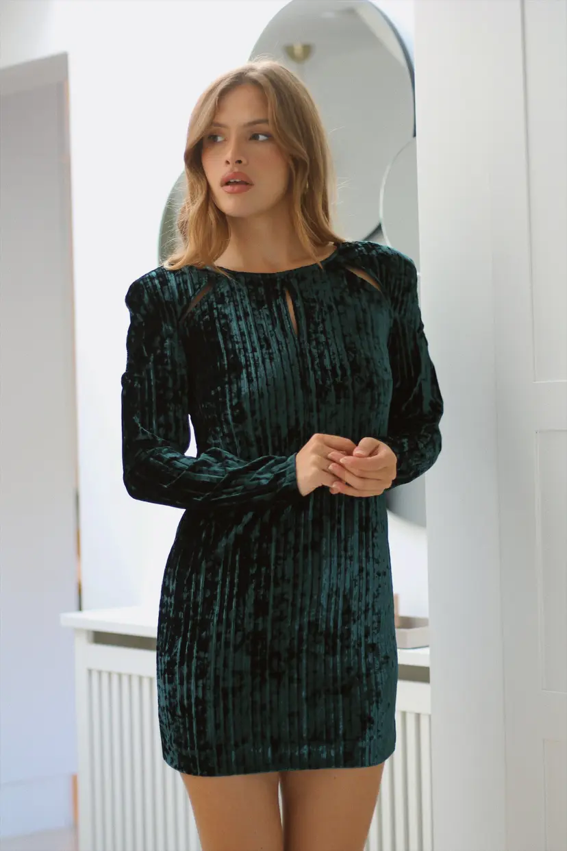 Kayani Nomie Velvet Mini Dress - Imperial Smaragd