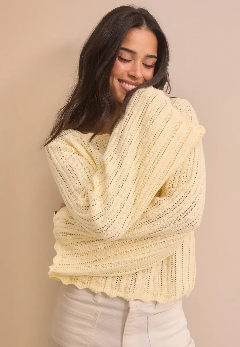 Bubbleroom Boat Neck Structure Knitted Sweater