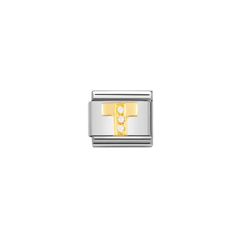 Nomination Cubic Zirconia Letter T Gold