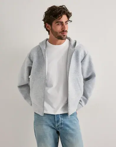 Woodbird Woodbird Wbfuji Scuba Zip Hoodie Hoodies med glidelås Grå