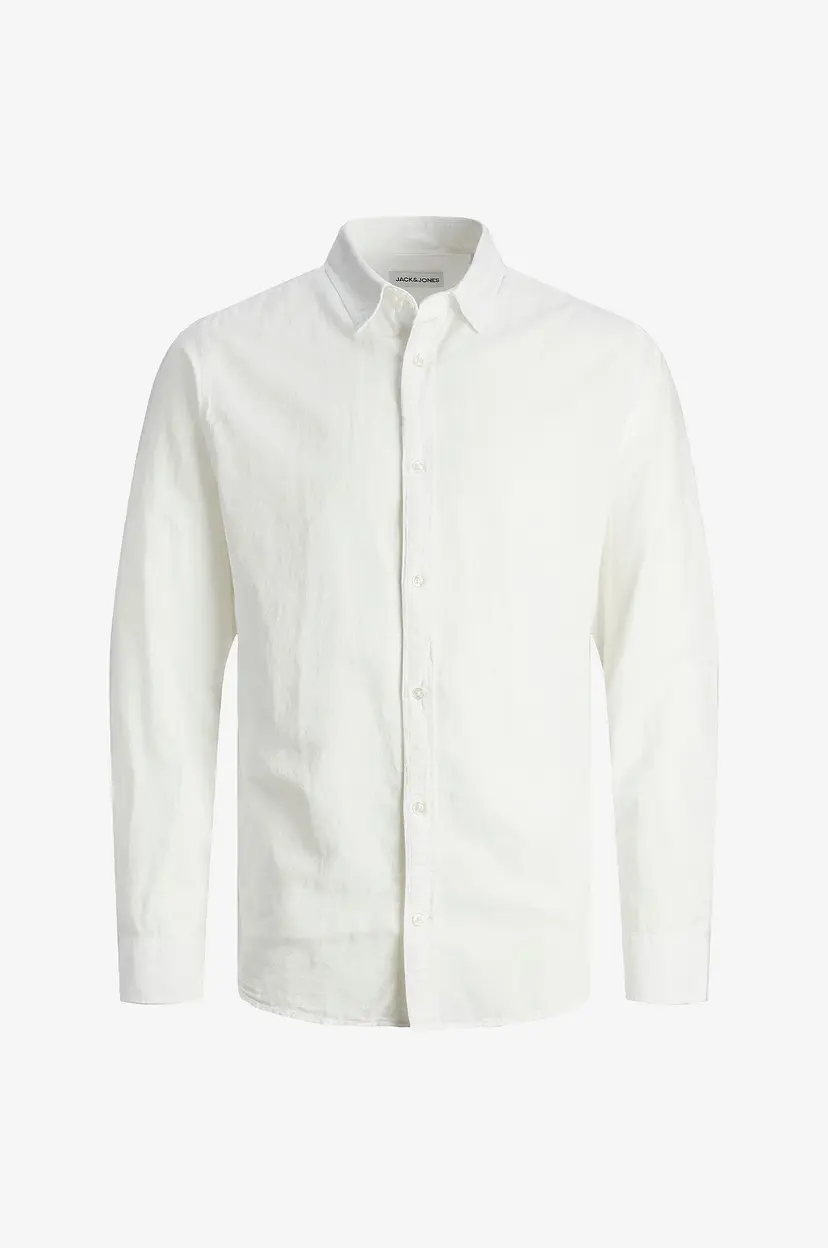 Jack & Jones Plus Skjorte jjeLinen Blend Shirt LS SN Pls - Hvit
