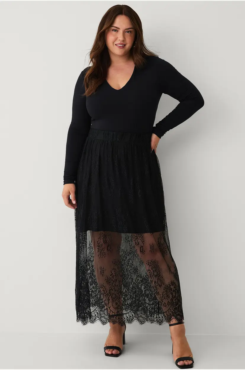 Zizzi Maxi skjørt miLovia, Maxi Skirt - Svart