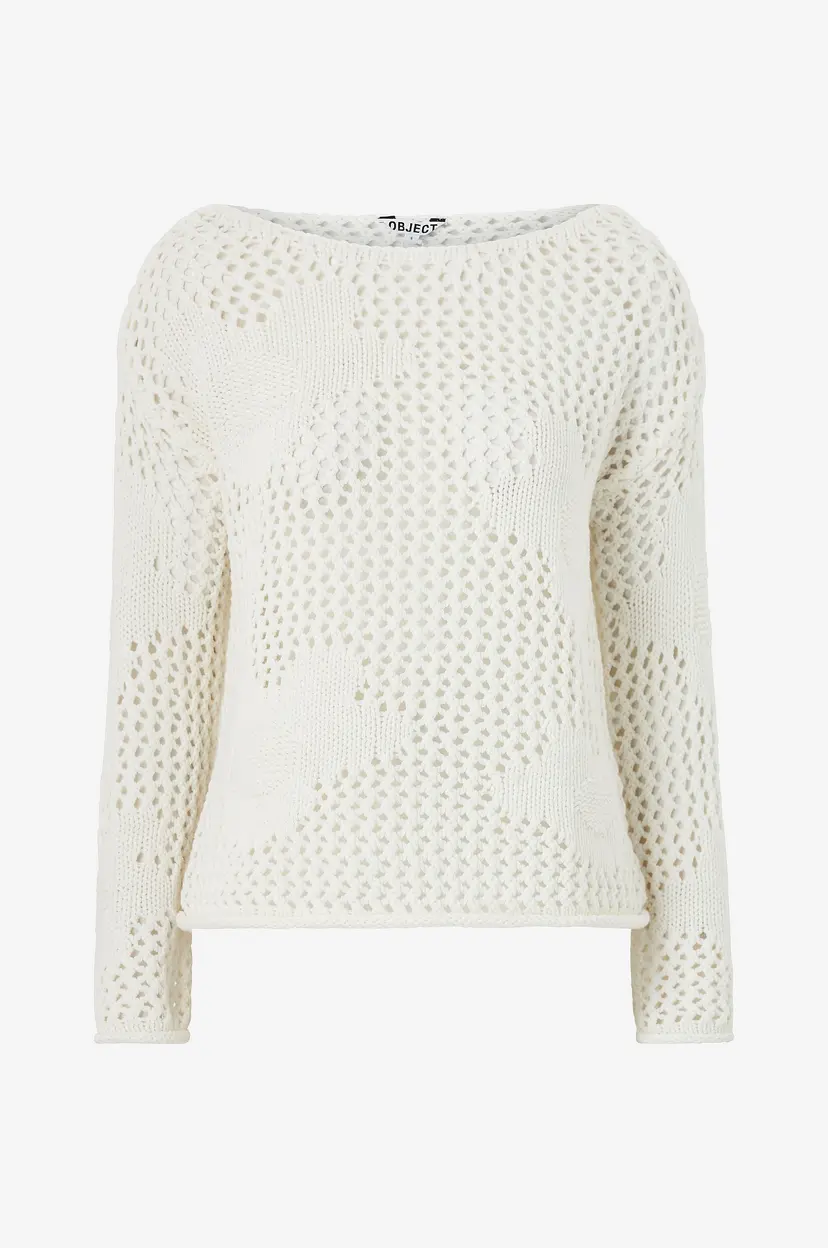 Object Collectors Item Genser objBritta 3/4 LO Knit Pullover 139 - Hvit