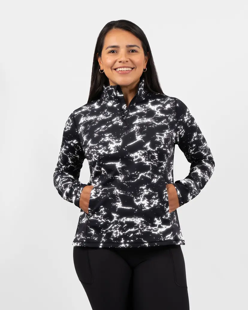 Huabo Bea Obsidian Reflective Half Zip Winter Top