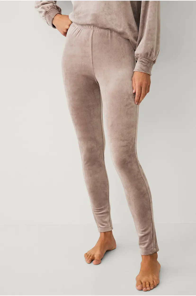Ellos Collection Leggings i velur - Beige