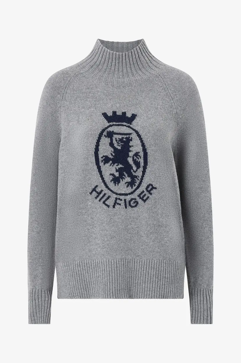 Tommy Hilfiger Genser Wool Blend Graphic Mock-nk Swt - Grå