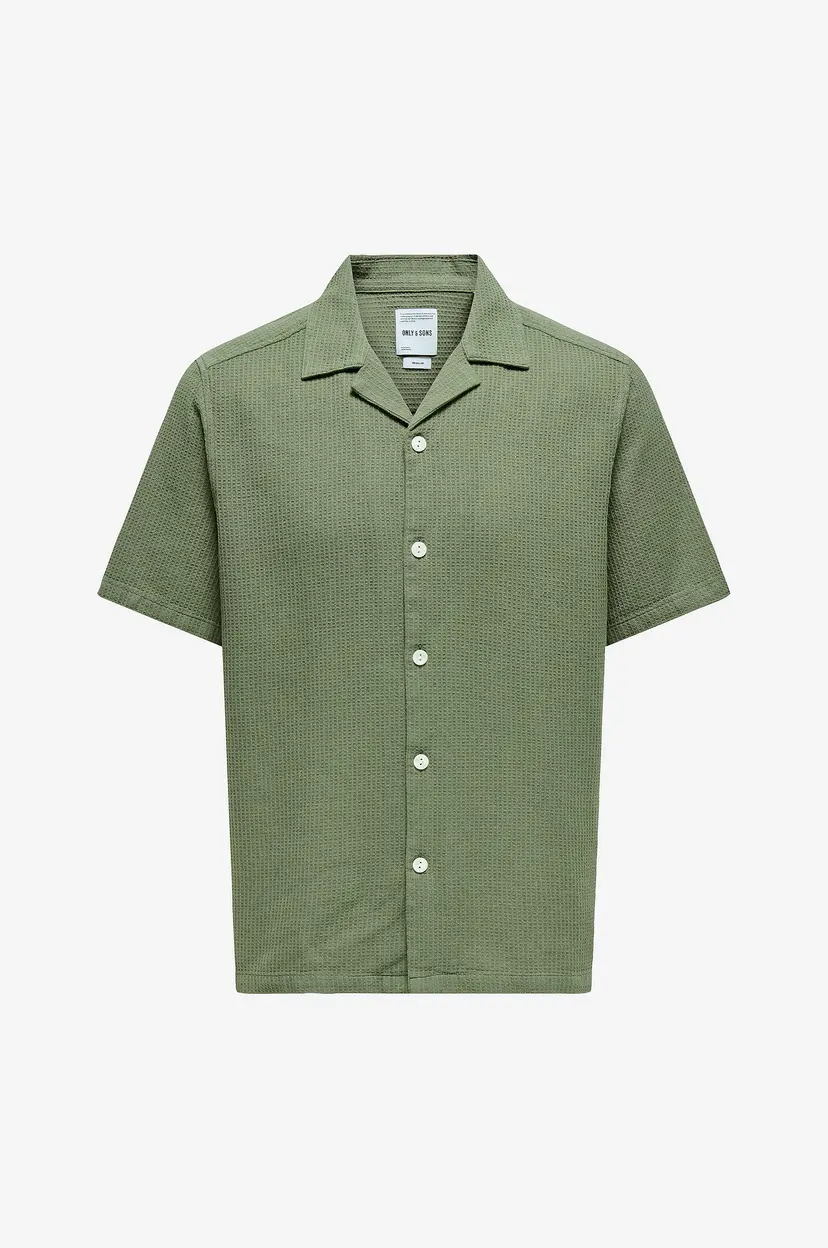 Only & Sons Skjorte onsBertil Waffle SS Resort Shirt - Grønn