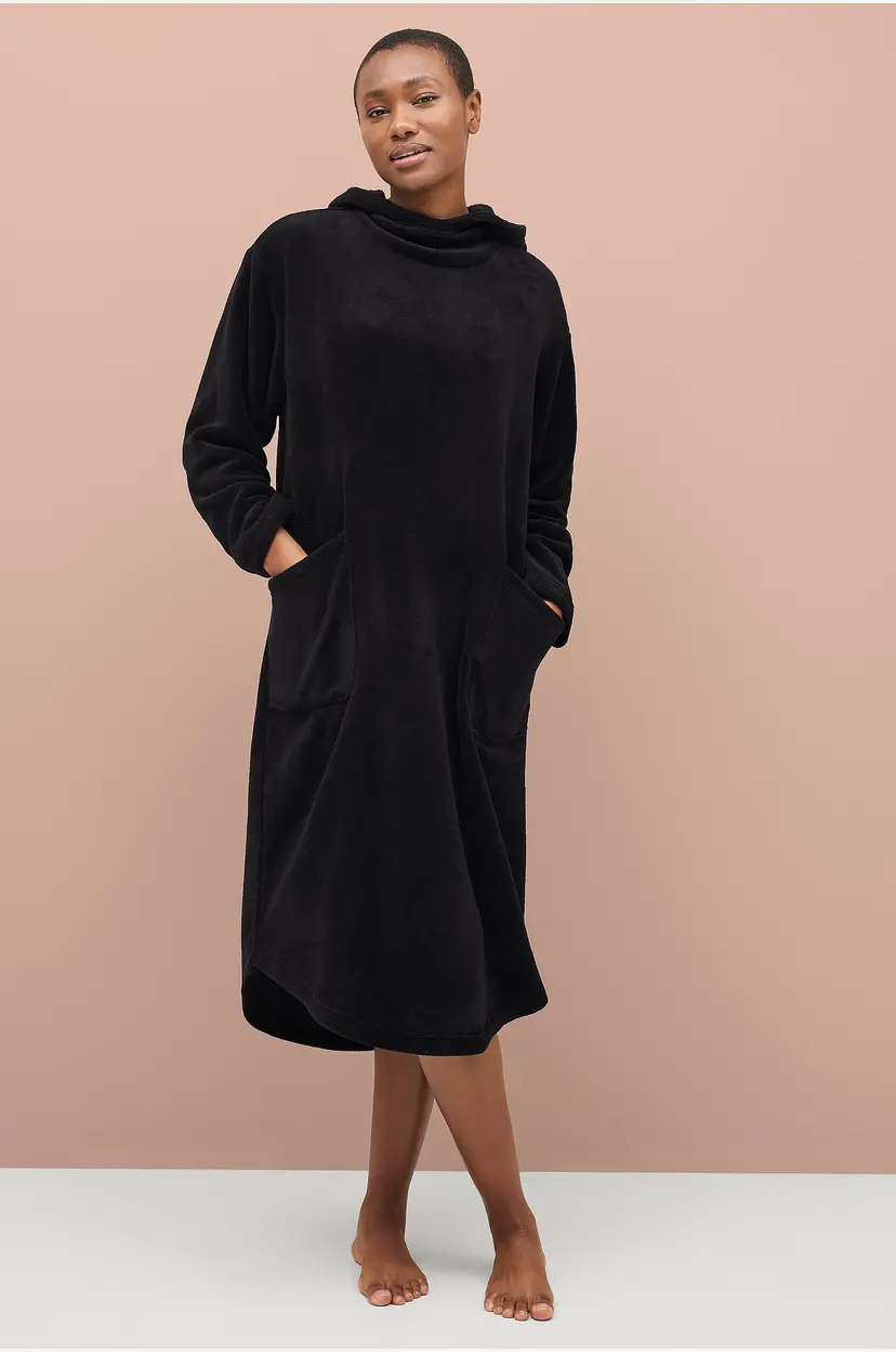 Ellos Collection Koselig kjole i fleece - Svart