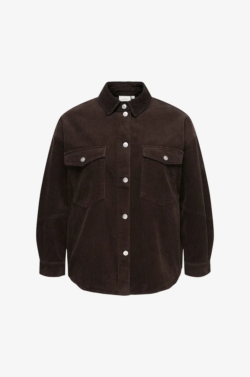 Only Carmakoma Manchester-skjorte  Cartiggy L/S Cord Shacket Pnt - Brun