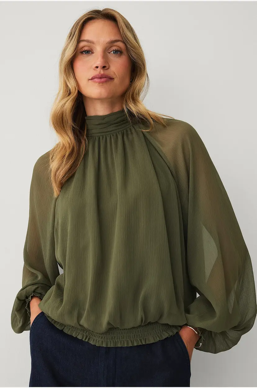 Ellos Collection Bluse med ballongeffekt - Grønn