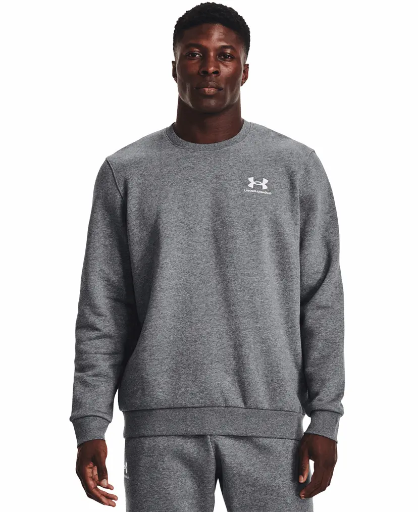 Under Armour Under Armour Essential Fleece Crew Pitch Gray Medium Heather/White