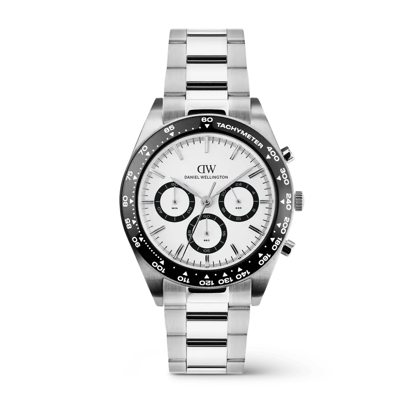 Daniel Wellington Silver 42mm Watch Iconic Tachymeter 3-link | DW
