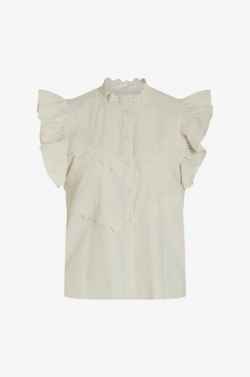 Vila Bluse viHaifa C/S Shirt - Beige
