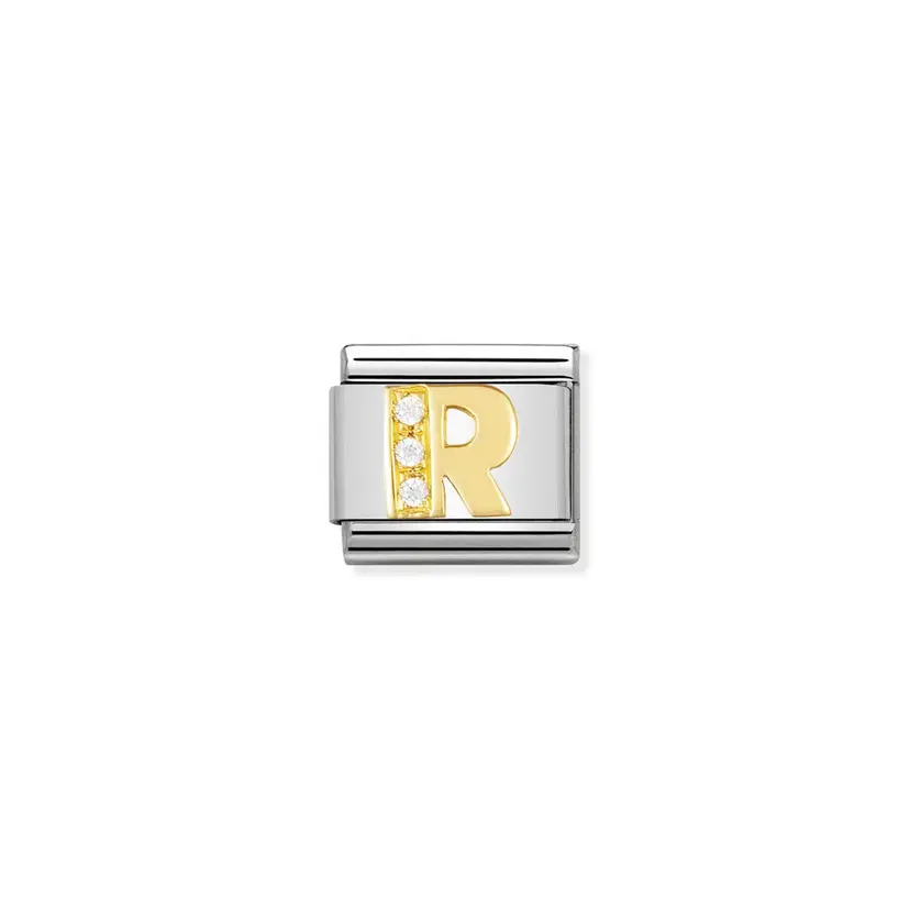 Nomination Cubic Zirconia Letter R Gold