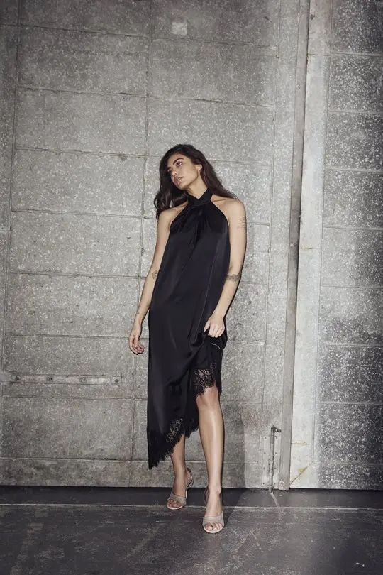 Haute L ' Amité Haute L' Amitié - Naomi Asym Halter Dress - Black