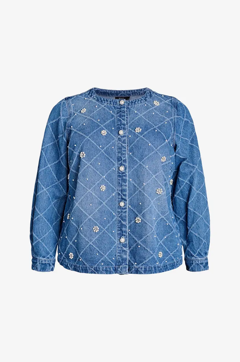 Zizzi Denim jakke jMavia L/S Pearl - Blå