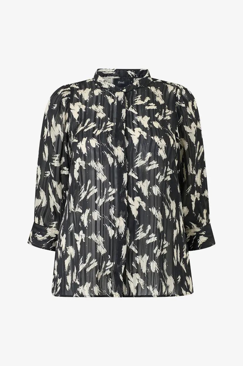 Zizzi Bluse Calucy, 3/4, Shirt - Svart