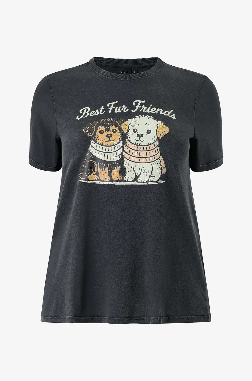 Zizzi T-skjorte Mbamseline, S/S, Straight Tee - Grå