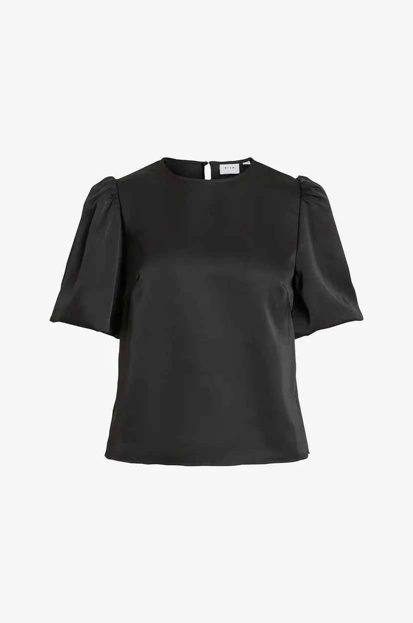 Vila Bluse viEllette 2/4 Satin Puff Top - Svart