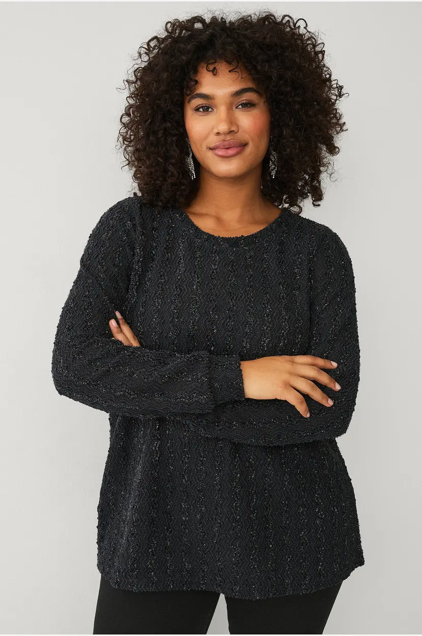 Zizzi Topp mUnika L/S Blouse - Svart