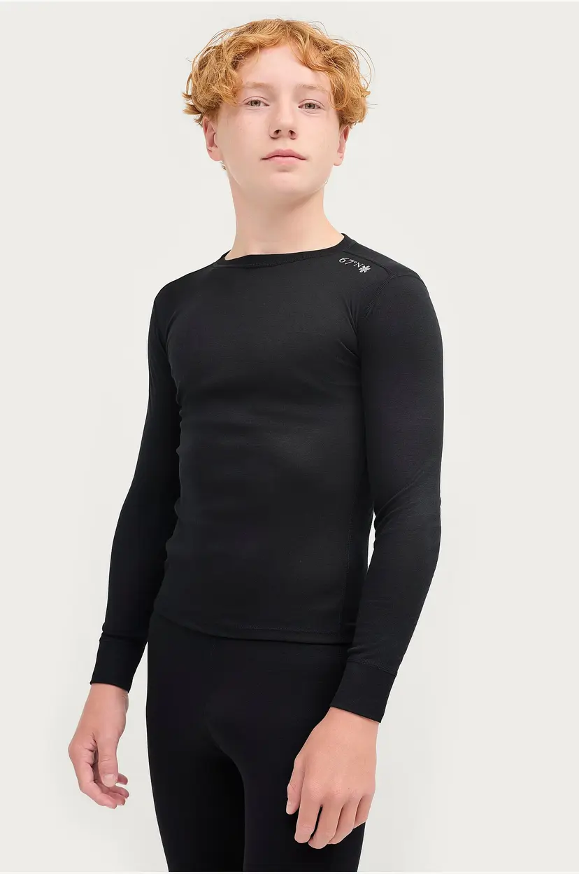 Áhkká Undertrøye LS Tech Tee Kids - Svart