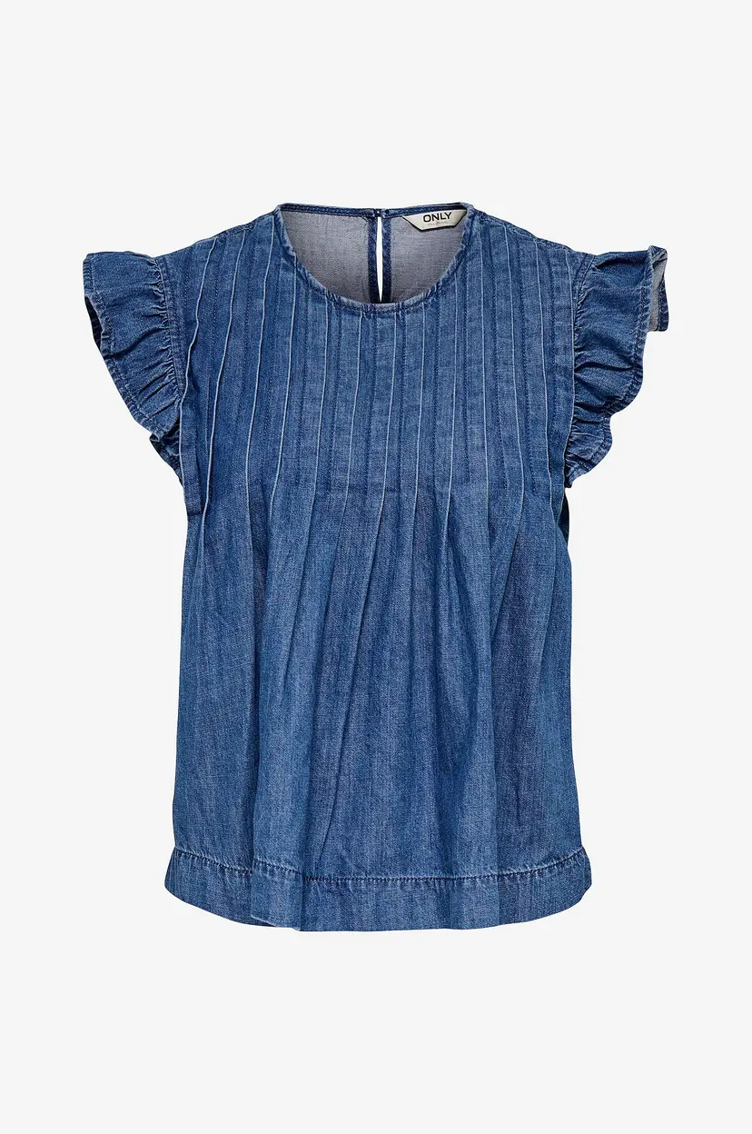 ONLY Denimbluse onlLola SL Dnm Top Akm - Blå