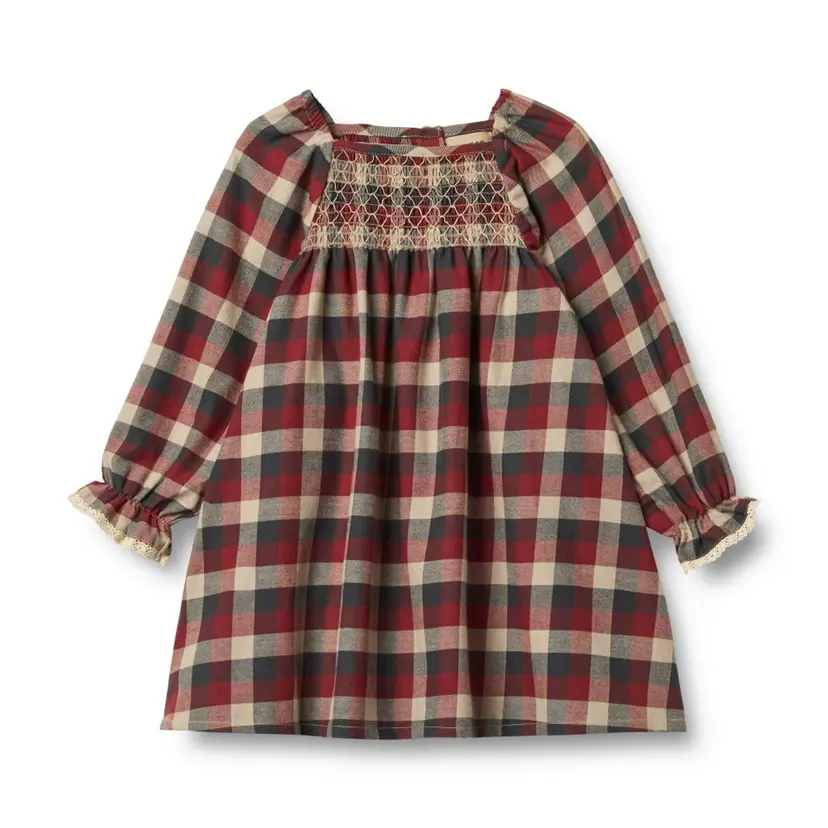 Wheat Wheat, Dress L/S Lace Bella, red blue check
