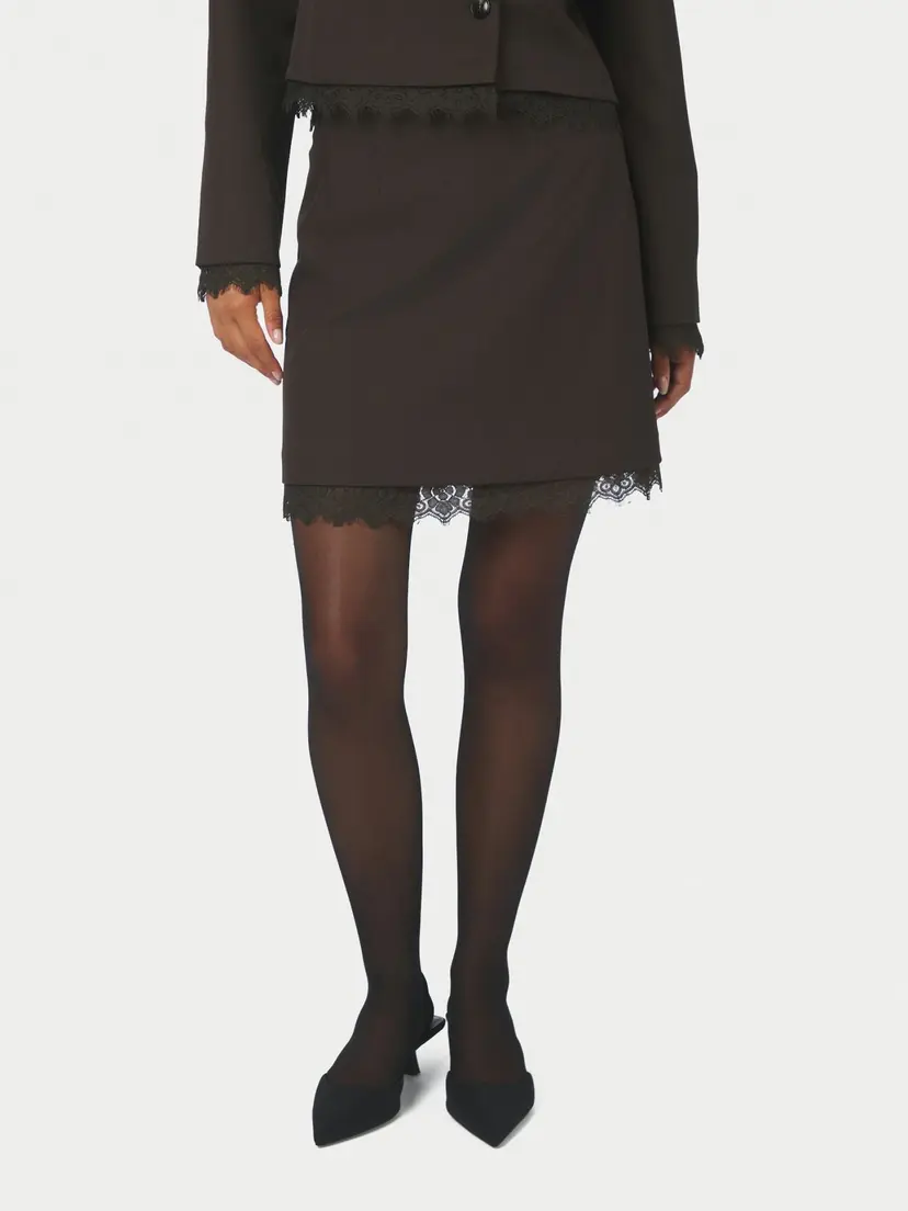 Neo Noir Birgitte Structure Lace Skirt Dark Brown
