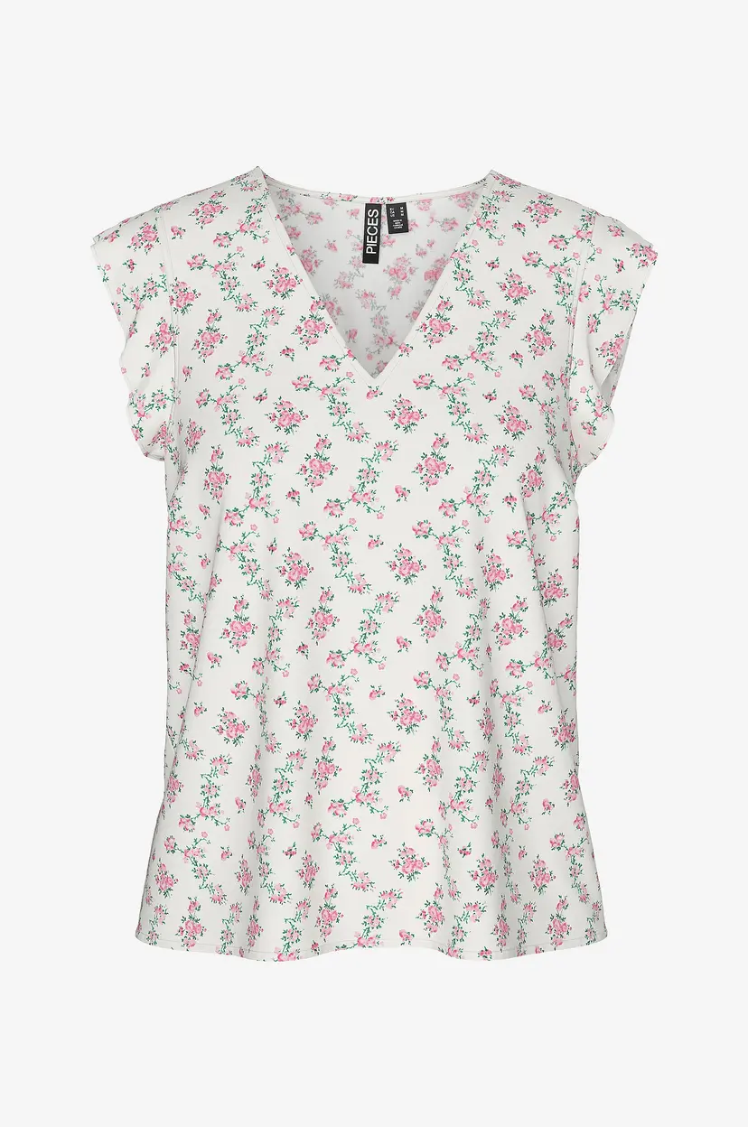 Pieces Topp pcNya SL V-neck Top - Hvit