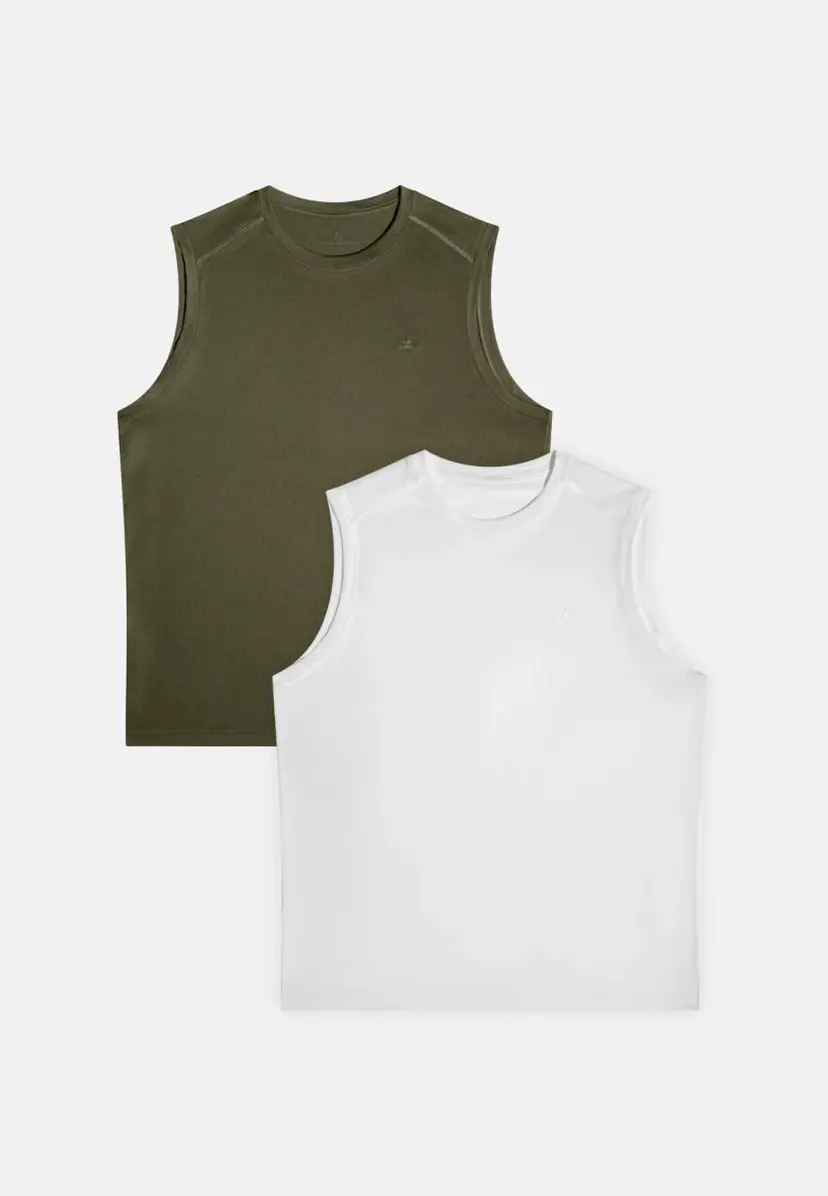 DANISH ENDURANCE Mændens hurtigtørrende Running Tanktop fra Danish Endurance, Mørk olivengrøn | Hvid, M