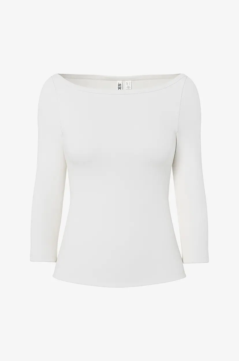 Pieces Topp Pcphoebe 3/4 Boatneck Top Jrs - Hvit
