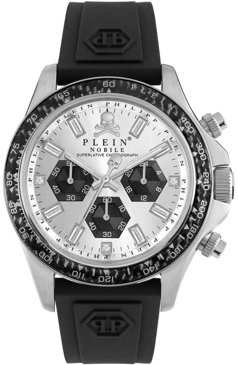 Philipp Plein Philipp Plein Herreklokke PWVAA0523 Street Couture Sølvfarget/Gummi