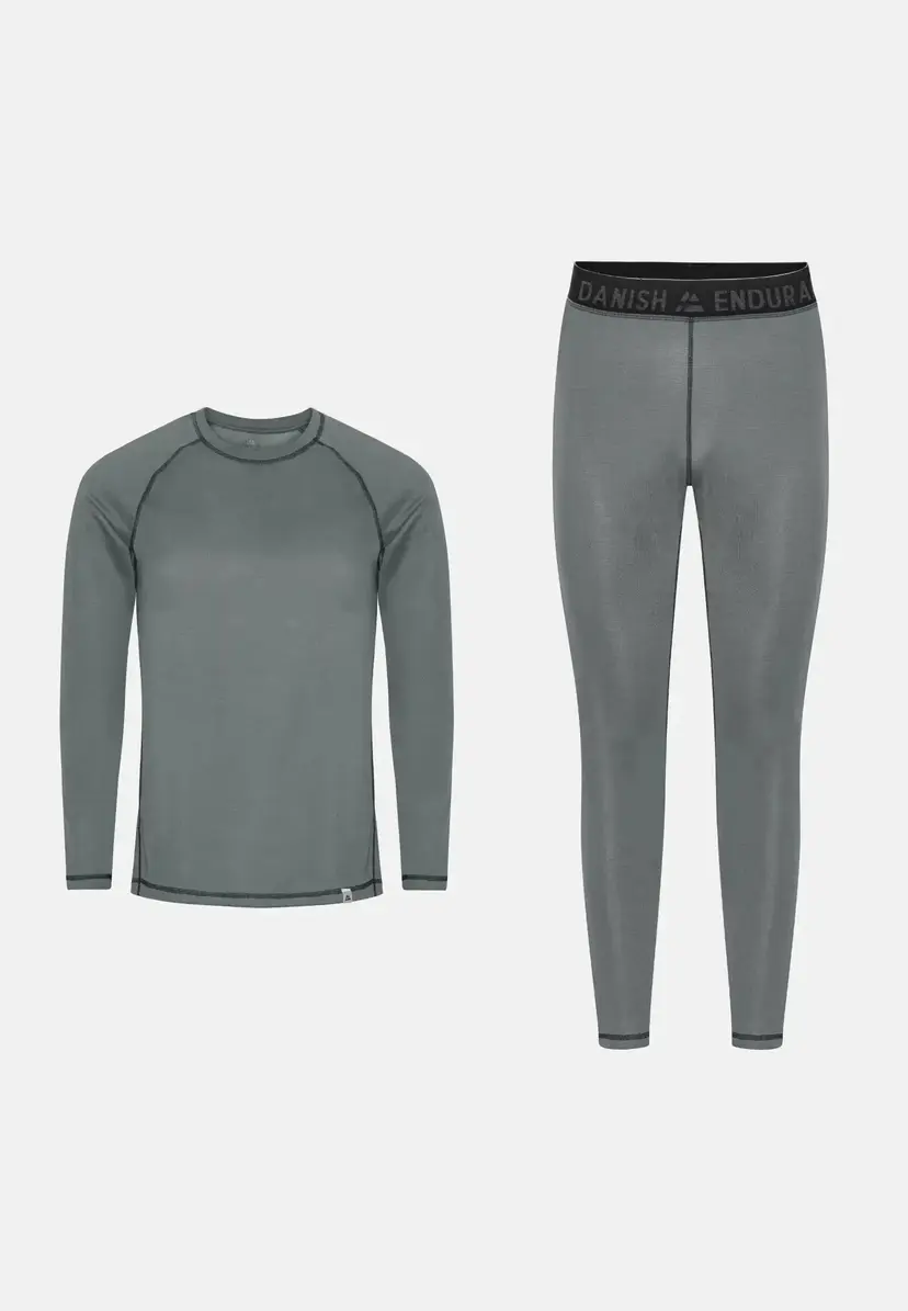 DANISH ENDURANCE THERMAL SKIUNDERTØJ af DANISH ENDURANCE, Grå/Sort, M, Unisex, Åndbart og fugttransporterende, Polyester