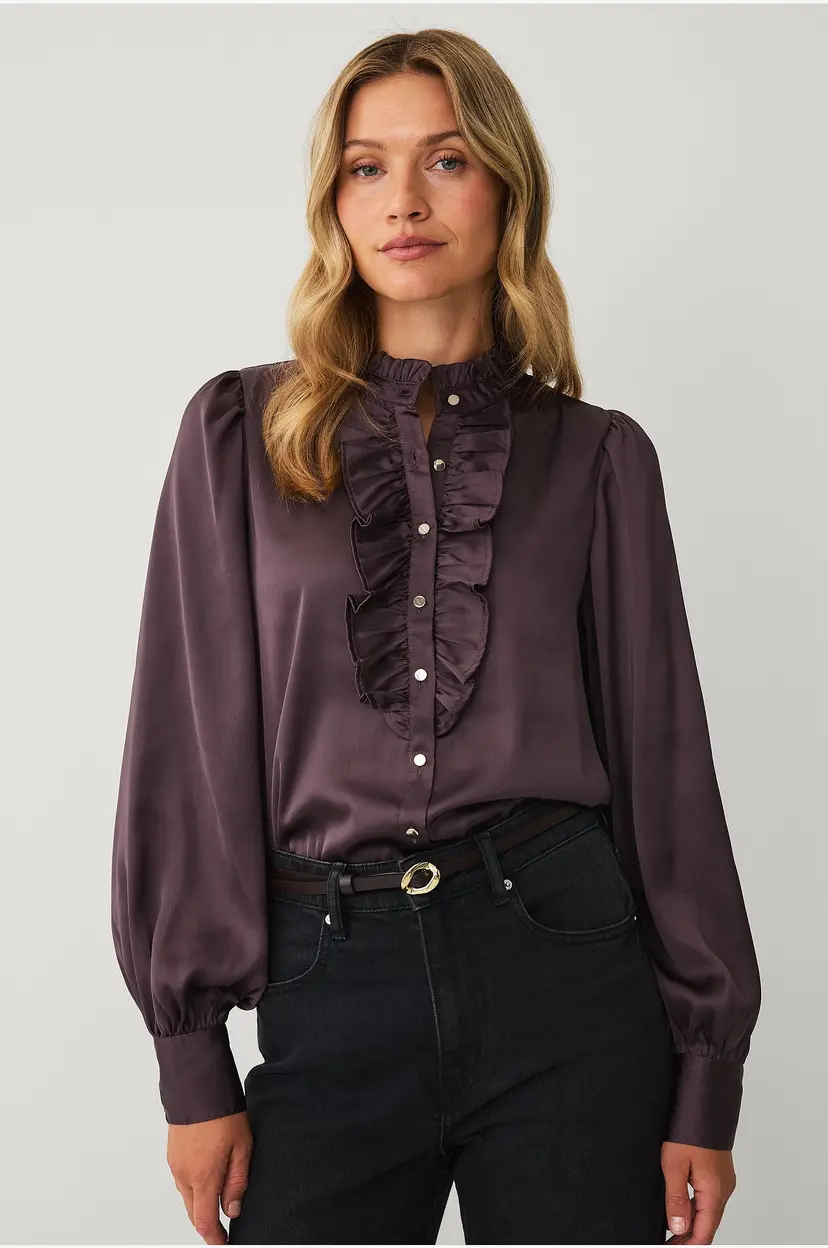 Ellos Collection Satengbluse - Brun