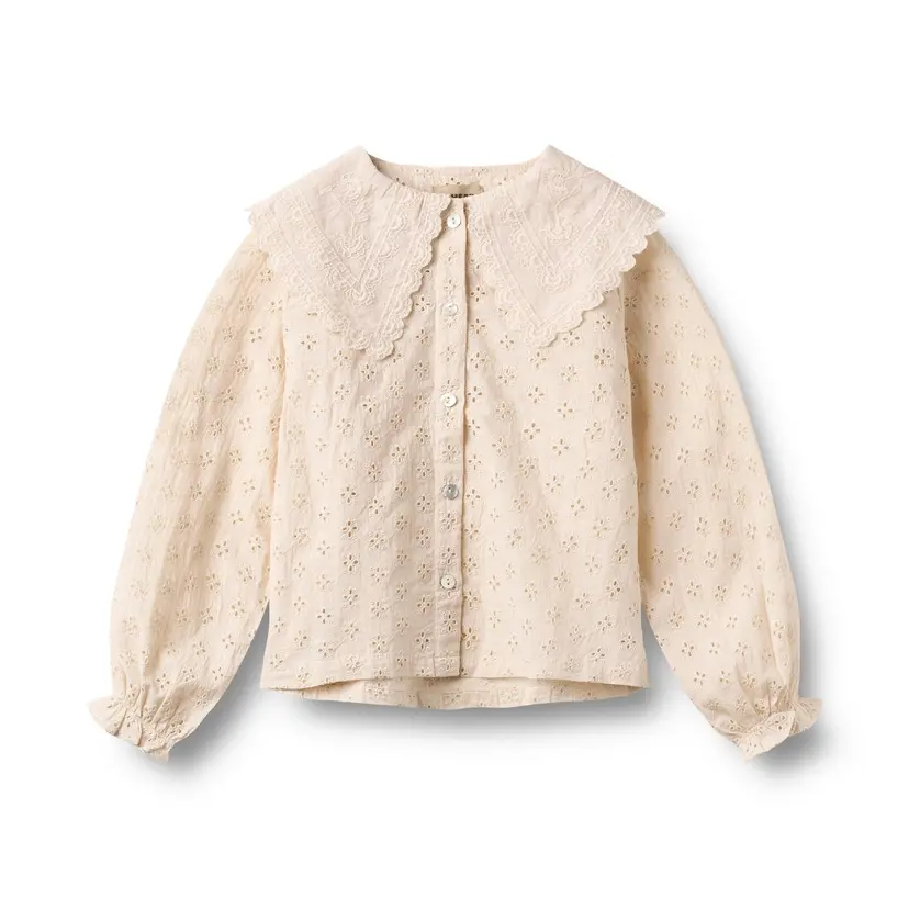 Wheat Wheat - Bluse med Krage Flora Almond Peach