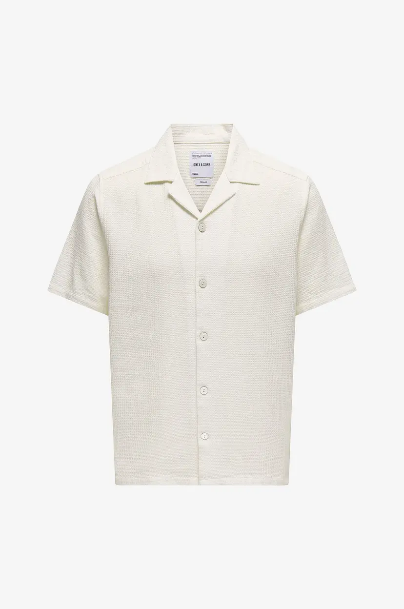 Only & Sons Skjorte onsBertil Waffle SS Resort Shirt - Hvit