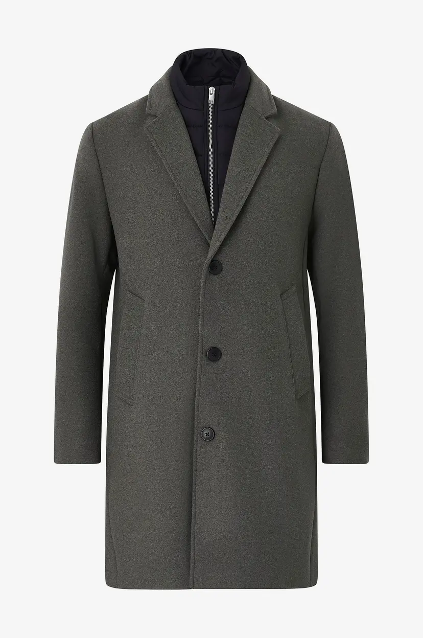 Lindbergh Frakk Detachable Collar Lapel Coat - Grå