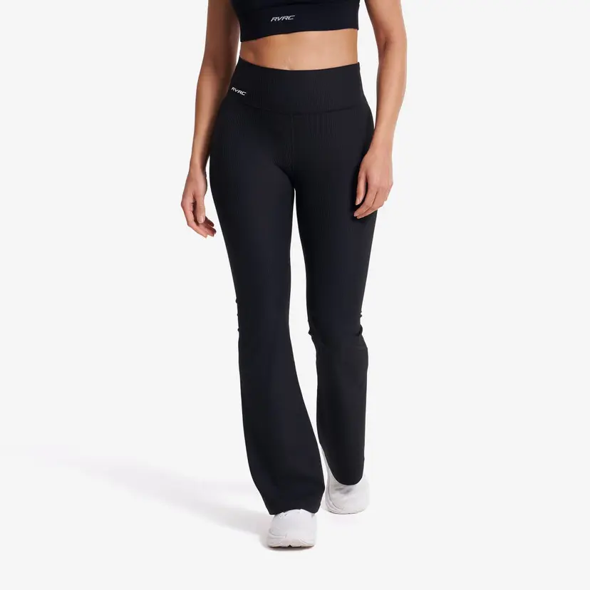 RevolutionRace Shape Ribbed Flare Leggings Dame Black
