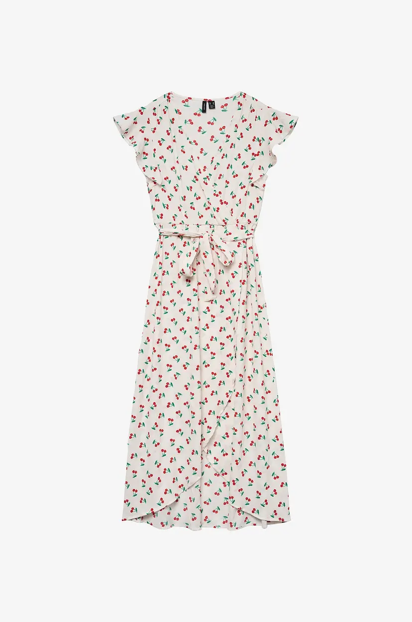 Vero Moda Maxikjole vmPage S/L Long Wrap Dress - Hvit