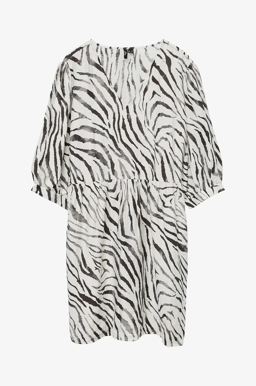 Vero Moda Curve Kjole vmcDora Desy 3/4 v-n Short Dress WV - Hvit