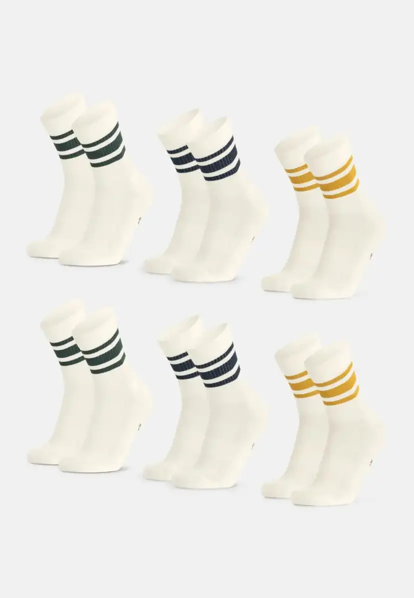 DANISH ENDURANCE DANISH ENDURANCE Tennis Crew Strømper, Offwhite/mørkegrøn | Offwhite/marine | Offwhite/sennep, 43-47