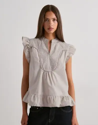 ONLY Only - Grå - Onladda S/L V-Neck Top Ex Wvn