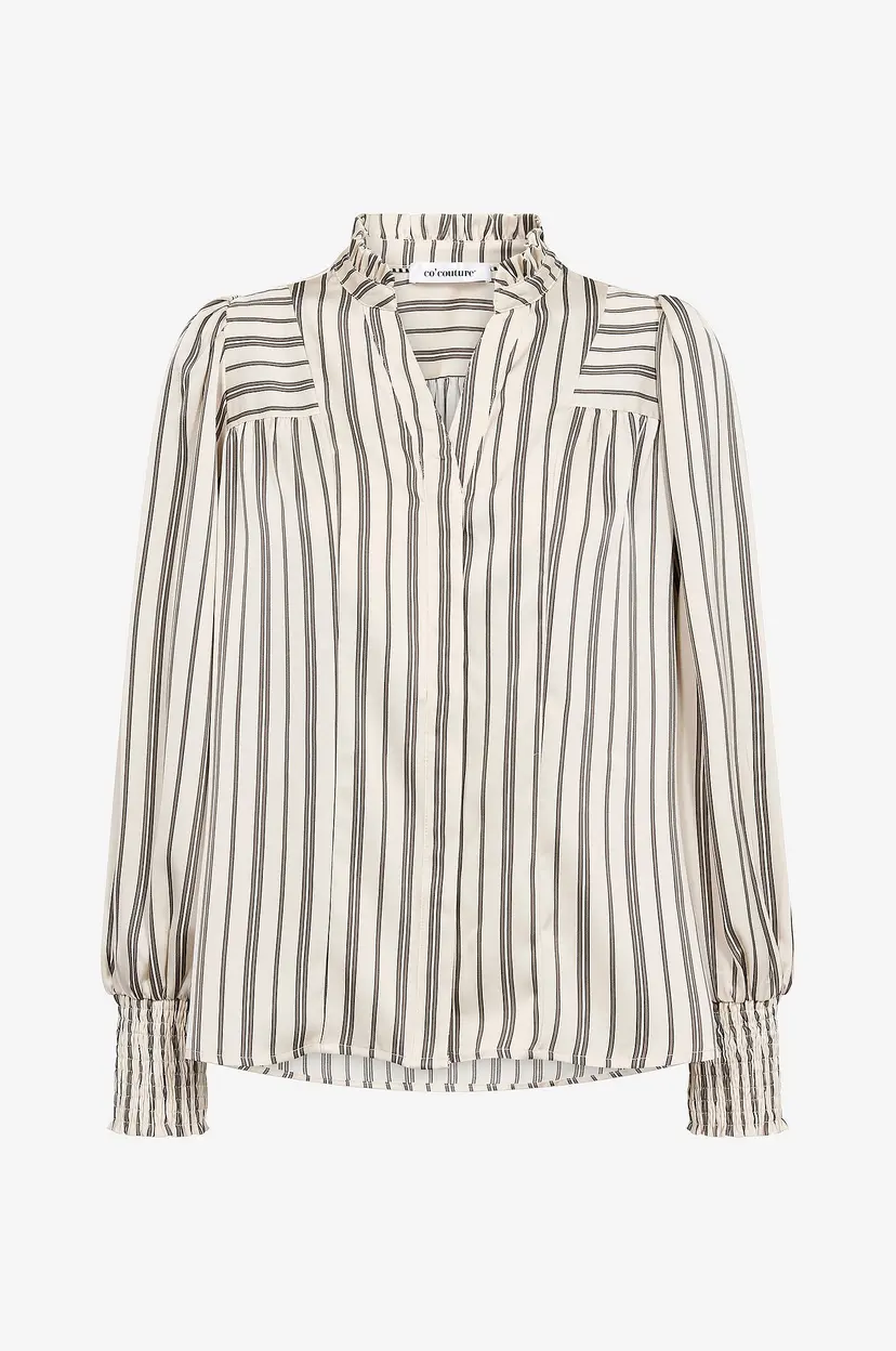 Co'couture Skjorte HellyCC Stripe V-Shirt - Natur
