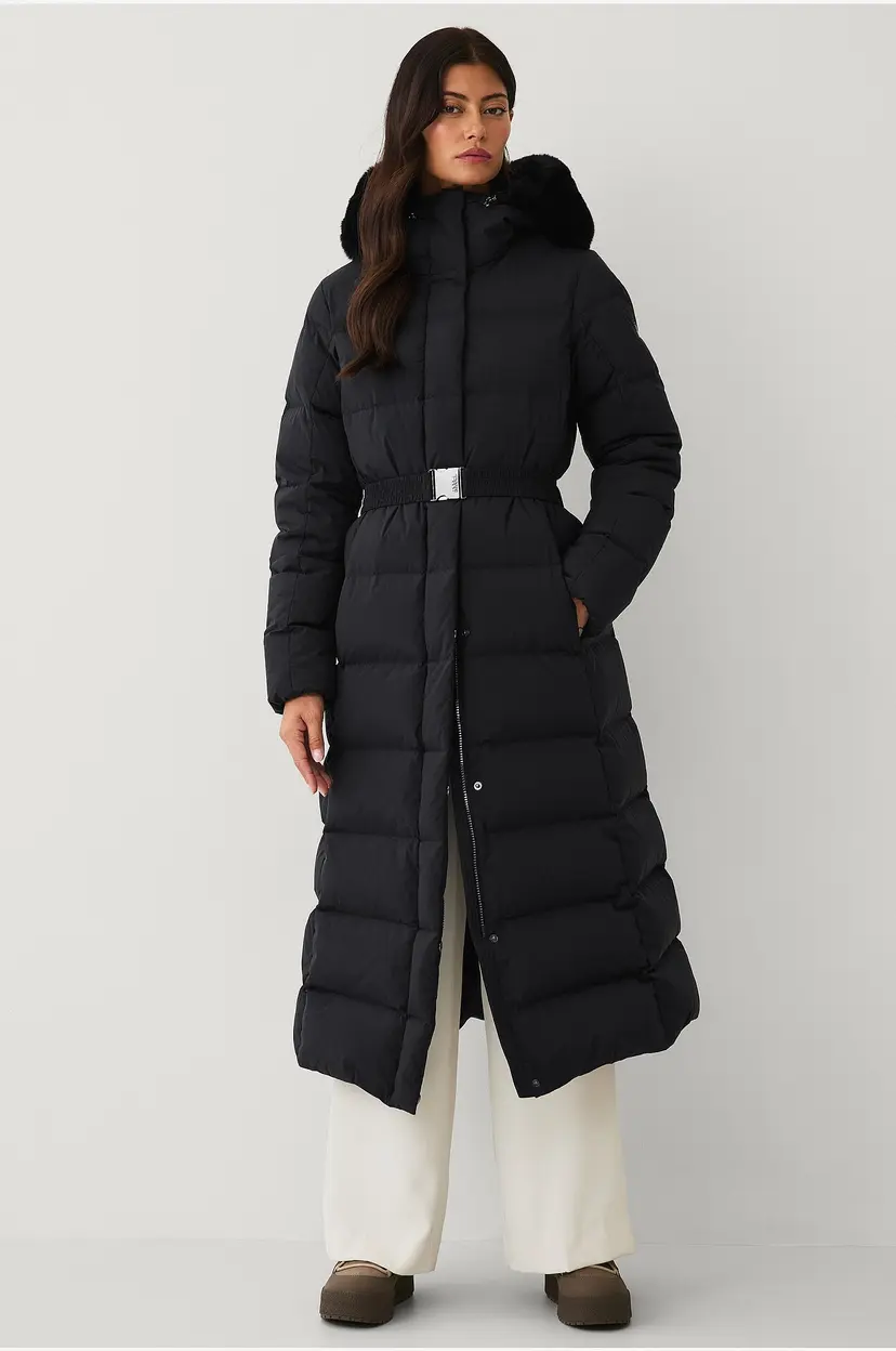 Áhkká Dunfrakk Gold Long Down Coat Matte - Svart
