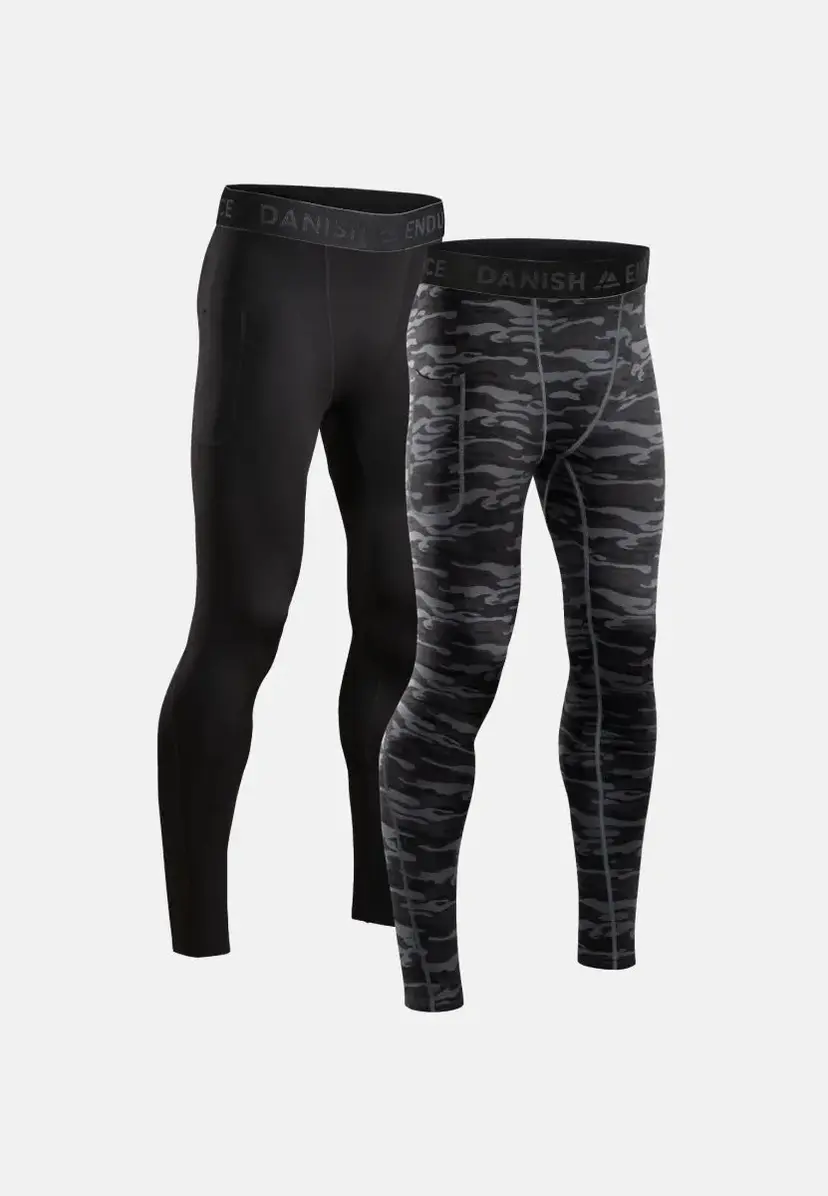DANISH ENDURANCE KOMPRESSIONSTIGHTS fra DANISH ENDURANCE - Sort | Grå Camo, Elastisk, S