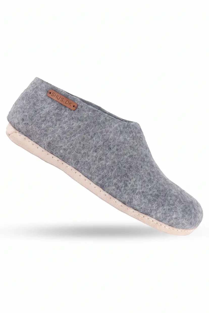 SHUS Uldhjemmesko (100% ren uld) - Model Denim m/sål i skind - 36